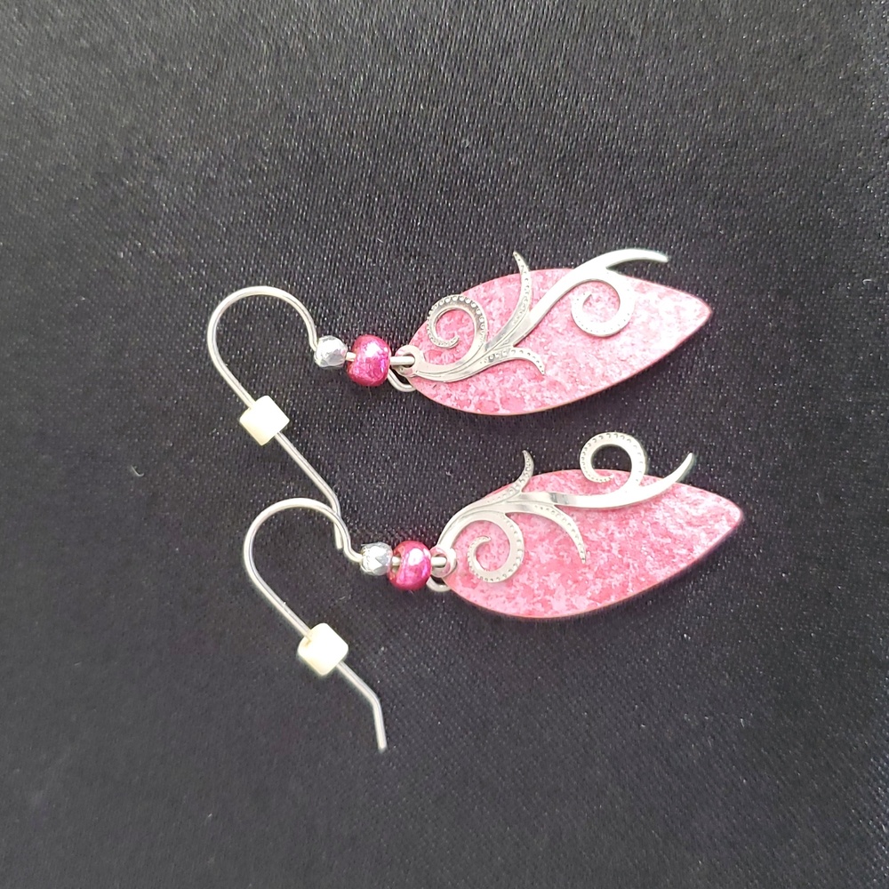Pink/silver earrings